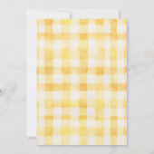 Butter Yellow Gingham Blue Boy Baby Shower Kaart (Achterkant)