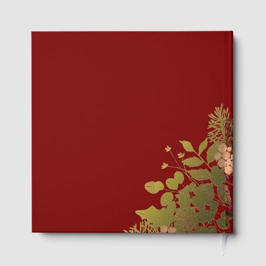 Butter Yellow, Gold & Deep Red Floral Christmas Gastenboek (Achterkant)