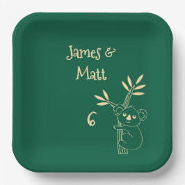 Butter Yellow & Green Australian Animals Birthday  Papieren Bordje