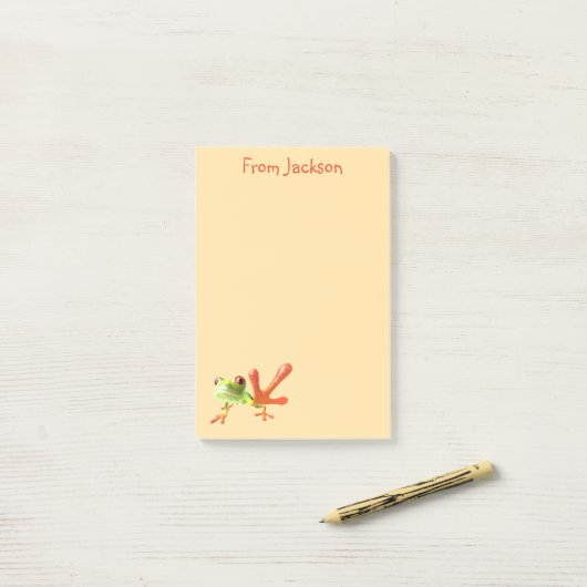 Butter Yellow Green & Orange Frog Post-it® Notes (Op bureau)