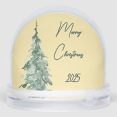 Butter yellow & Green Watercolor Christmas Tree Sneeuwbol (Achterkant)