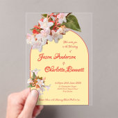 Butter Yellow & Honeysuckle Photo Wedding Acryl Uitnodigingen (Insitu (Draagbaar))