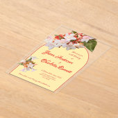 Butter Yellow & Honeysuckle Photo Wedding Acryl Uitnodigingen (Laagn)