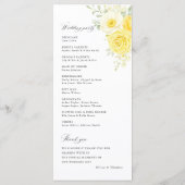 Butter Yellow Ivory Floral Wedding Ceremony Programmakaart (Achterkant)