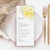 Butter Yellow Ivory Floral Wedding Reception Menu