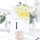 Butter Yellow Ivory Floral Wedding Table Numbers