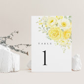 Butter Yellow Ivory Floral Wedding Table Numbers