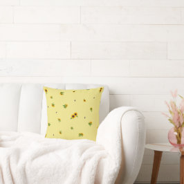 Butter Yellow Japanese Sunflower Floral Pattern Kussen