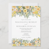 Butter Yellow Peach Sage Green Floral Wedding Kaart (Voorkant)