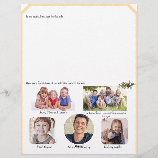 Butter Yellow Pine Fern Kerstbrief & foto's Briefhoofd (Achterkant)