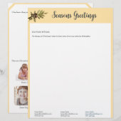 Butter Yellow Pine Fern Kerstbrief & foto's Briefhoofd (Voorkant / Achterkant)