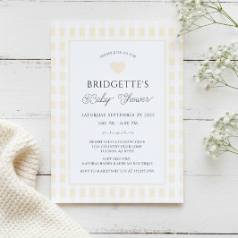 Butter Yellow Plaid Baby Shower Chic Kaart