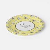 Butter Yellow Polka Dot White Bow gepersonaliseerd Papieren Bordje (Gekanteld)