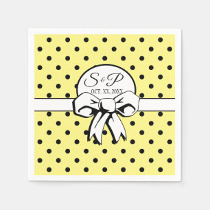 Butter Yellow Polka Dot White Bow gepersonaliseerd Servet