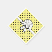 Butter Yellow Polka Dot White Bow gepersonaliseerd Servet (Hoek)