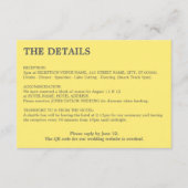 Butter Yellow QR Code Trouwdetails Kaart (Voorkant)