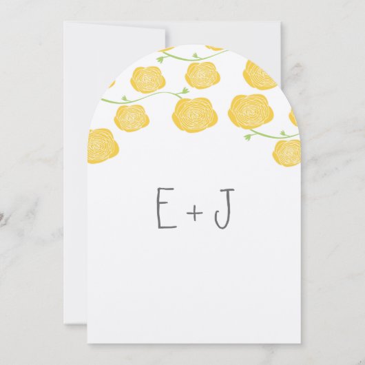 Butter Yellow Ranunculus Roos bruiloft Kaart (Achterkant)