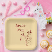 Butter Yellow & Red Australian Animals Birthday  Papieren Bordje (Feest)