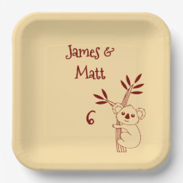 Butter Yellow & Red Australian Animals Birthday  Papieren Bordje