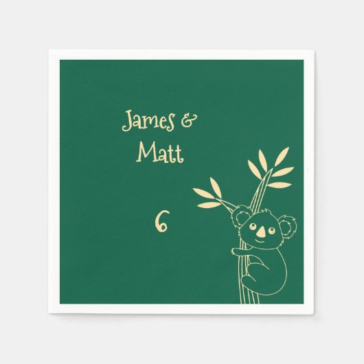 Butter Yellow & Red Australian Animals Birthday  Servet (Voorkant)