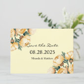 Butter-Yellow Rose Bouquet Bewaar de datum Kaart (Staand voorkant)
