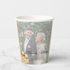 Butter-Yellow Rose Bouquet Trouwfoto Papieren Bekers