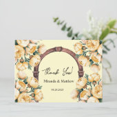 Butter-Yellow Rose Bouquet Wedding Bedankt Kaarten (Staand voorkant)