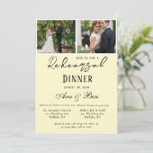 Butter-yellow Rose Wedding Fotorepetitie Diner Kaart (Staand voorkant)