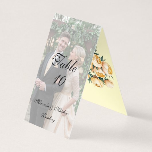 Butter-Yellow Roses Trouwfoto Tafelnummer (Achterkant)