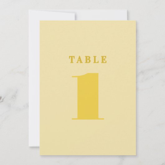 Butter Yellow Simple Table Number (Achterkant)