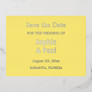 Butter Yellow Sla de datum op Folie Uitnodiging Briefkaart