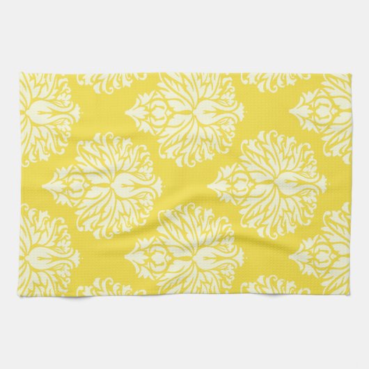 Butter Yellow Southern Cottage Damask Theedoek (Horizontaal)