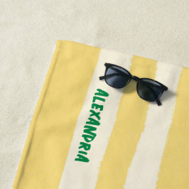 Butter Yellow Striped Chic Personalized Summer Strandlaken