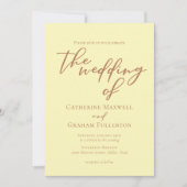 Butter Yellow Typography Minimalist Wedding Kaart (Voorkant)
