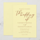 Butter Yellow Typography Minimalist Wedding Kaart (Voorkant / Achterkant)