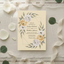 Butter Yellow Watercolor Floral Geometric Wedding