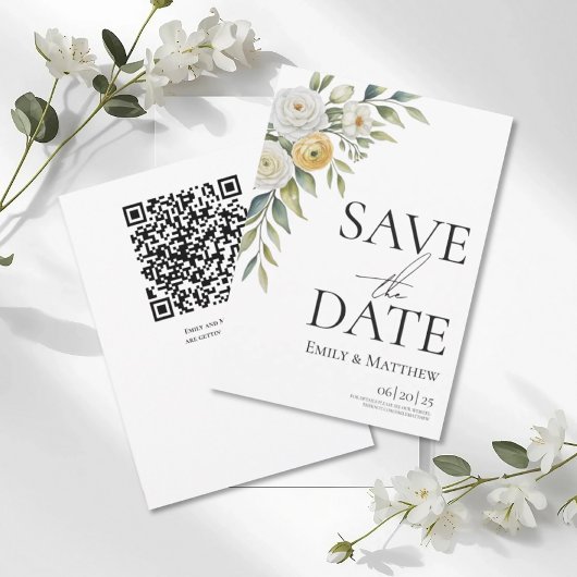 Butter Yellow Watercolor Floral Save The Date