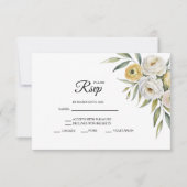 Butter Yellow Watercolor Floral Wedding RSVP Cards (Voorkant)