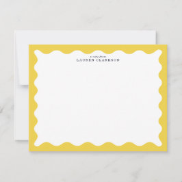 Butter Yellow Wavy Frame Note Card Kaart