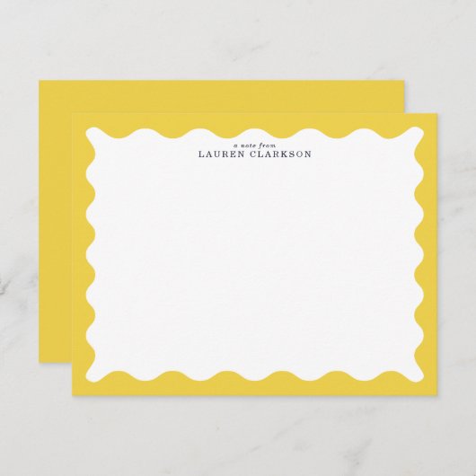 Butter Yellow Wavy Frame Note Card Kaart (Voorkant / Achterkant)