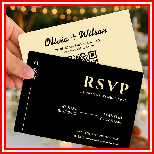 Butter Yellow Wedding QR Code RSVP Kaartje