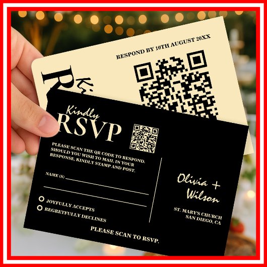 Butter Yellow Wedding QR Code RSVP Kaartje