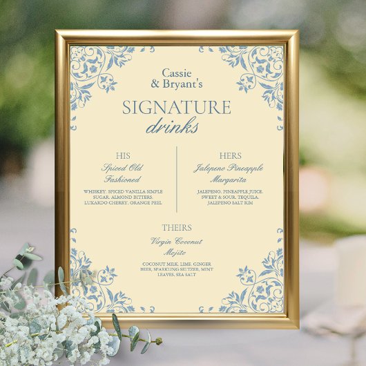  Butter Yellow Wedding Signature Drinken Poster