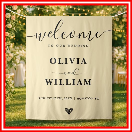 Butter Yellow Wedding Welcome Sign Backdrop Wandkleed