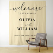 Butter Yellow Wedding Welcome Sign Backdrop Wandkleed (In situ)