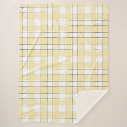 Butter Yellow White Plaid Stripes Birthday Sherpa Deken (Voorkant)