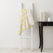 Butter Yellow White Plaid Stripes Birthday Sherpa Deken (In situ)