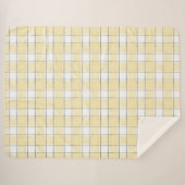 Butter Yellow White Plaid Stripes Birthday Sherpa Deken (Voorkant (horizontaal))
