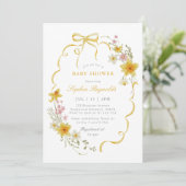 Butter Yellow Wildflower Coquette boog Baby shower Kaart (Staand voorkant)