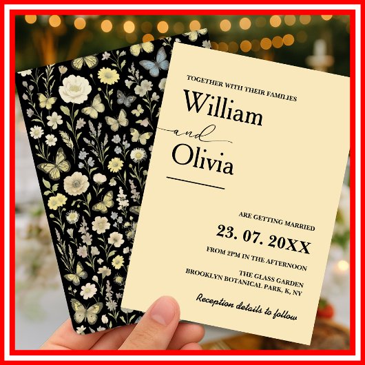 Butter Yellow Wildflower Uitnodiging voor een brui